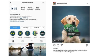  příklady značkové stránky a příspěvku Instagram