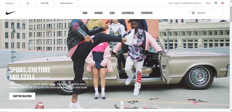 Nike US homepage