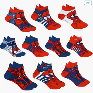 Amazon product image of Spider-Man branded socks