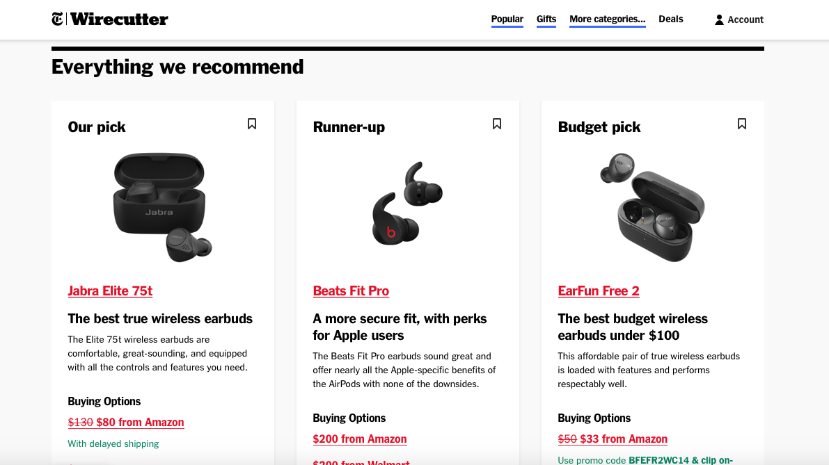 Publisher-Site Recommendation from Wirecutter