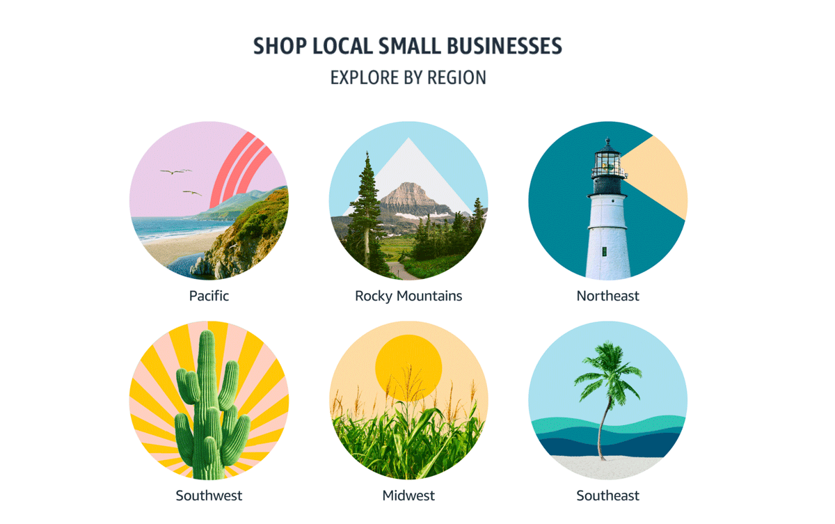 Explore by region section on the Amazon Small Business dashboard
