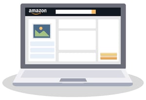 Illustration of a computer browser open to Amazon.com
