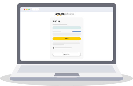 Illustration of Amazon Seller Central sign in page on laptop screen