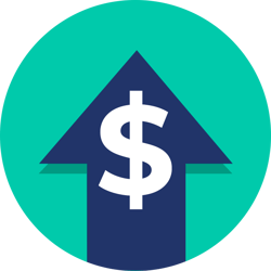 Arrow pointing up displaying a dollar sign