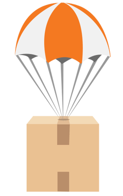 Box with parachute
