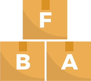 Boxes that spell out "FBA"
