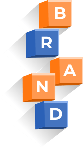 Boxes that spell out the word "brand"