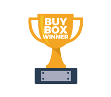 Illustration of a trophy with text, "Buy Box Winner"