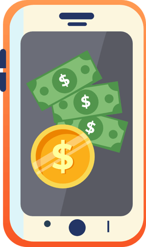 Mobile phone with cash app illustration