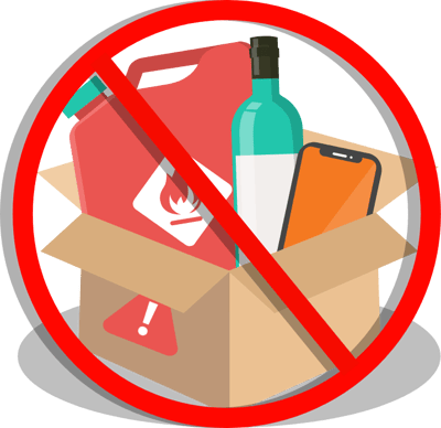 Flammable items in box with restricted sign