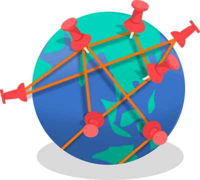 Globe with pushpins