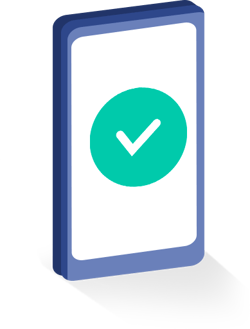 Green check mark on a mobile phone