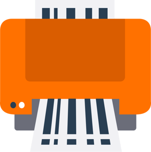 Orange printer with FBA labels