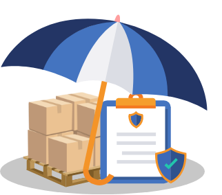 Umbrella over Amazon boxes and checklist