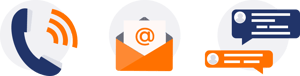 Phone, email, and instant messaging icons