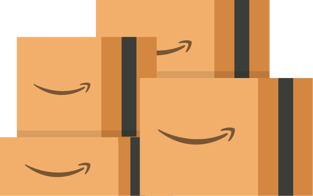 Illustration of stacked Amazon boxes