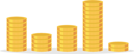 Coin stacks at varying heights