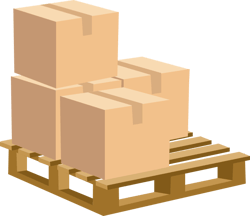 Boxes on a wooden pallet