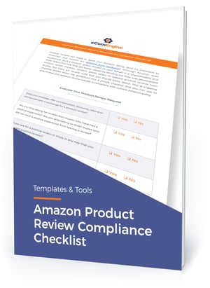 Checklist cover with text, “Amazon product review compliance checklist”