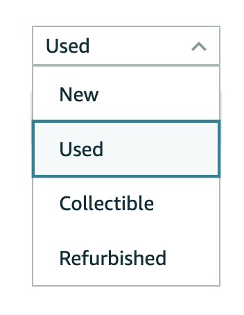 Product condition dropdown in Seller Central