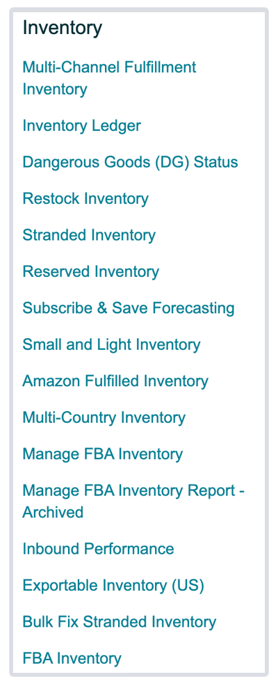Inventory reports in Amazon Seller Central