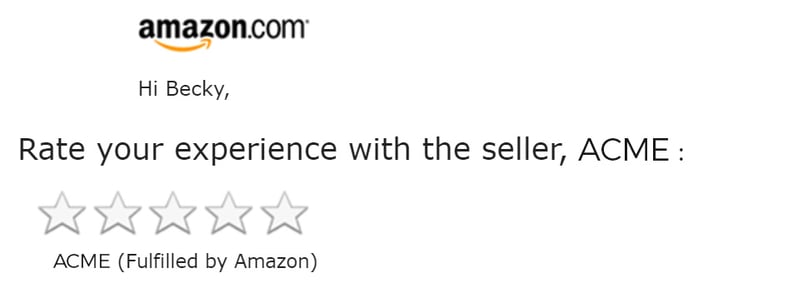 Example of an Amazon one-tap review request