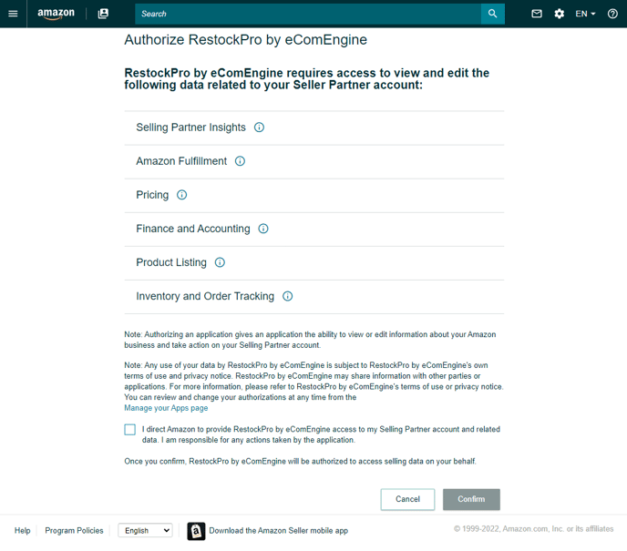 amazon-restockpro-authorization-access-request