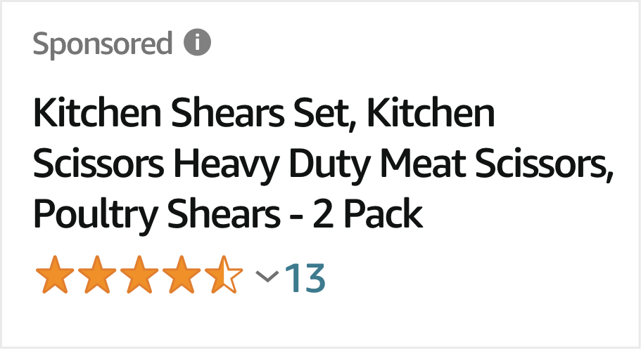 Sponsored ad on Amazon for kitchen shears