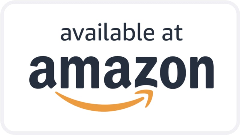 Available at Amazon badge on a white background
