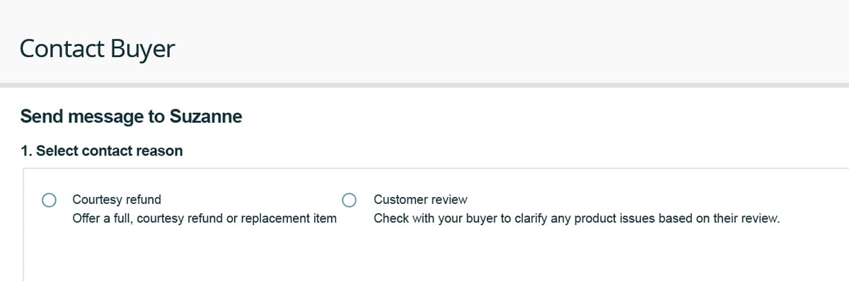 Contact buyer options for brands responding to negative reviews