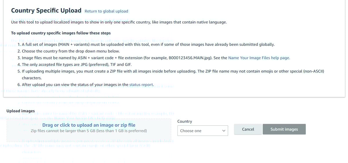 Amazon Country Specific Upload tool