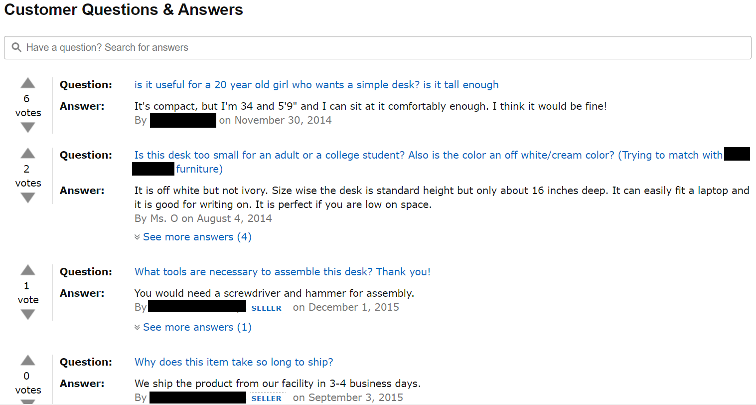 Amazon customer questions and answers