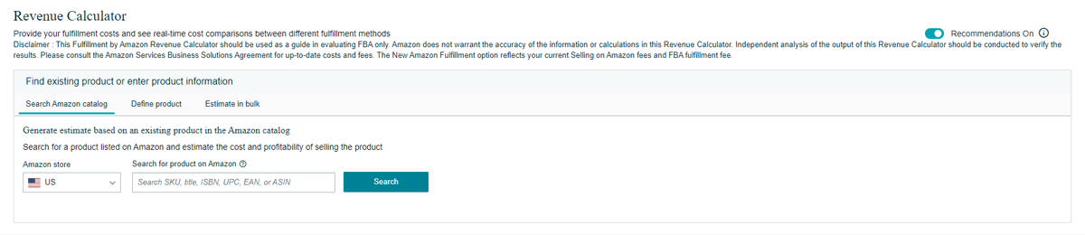 FBA revenue calculator