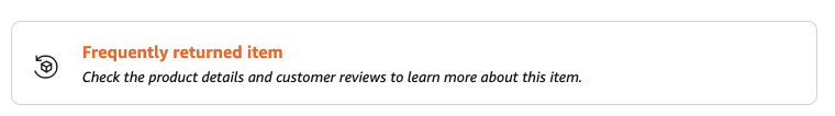 Frequently returned item tag on an Amazon product page