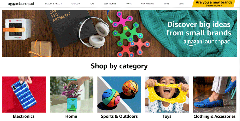 Homepage of the Amazon Launchpad marketplace