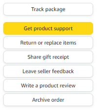 Order details options for Amazon customers
