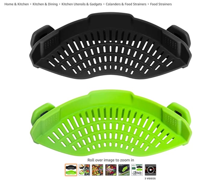 Product photo and image gallery for an item on Amazon