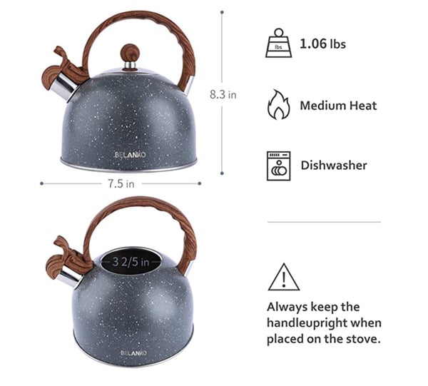 Amazon infographic for a tea kettle