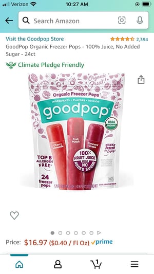 Amazon main image for popsicles on mobile view