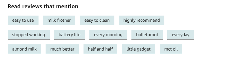 Read reviews that mention section on an Amazon product listing