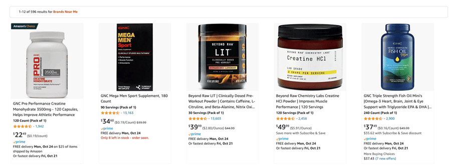 Brands Near me section on the Amazon Delivery from nearby stores homepage