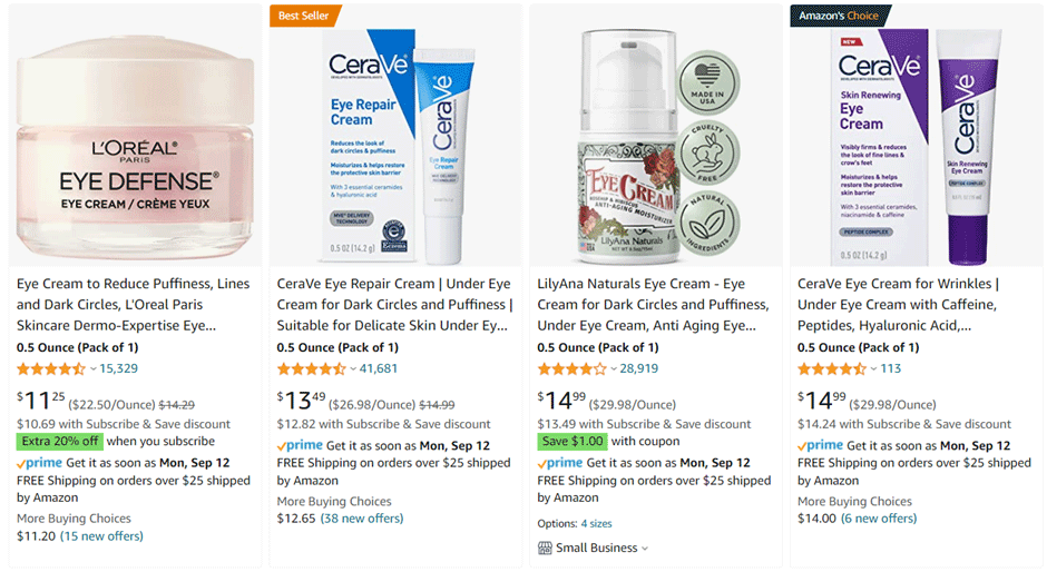 Coupon badges on products in Amazon's search results