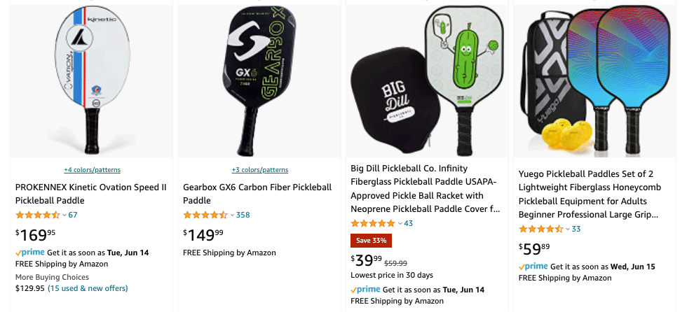 Amazon search result with a discount badge