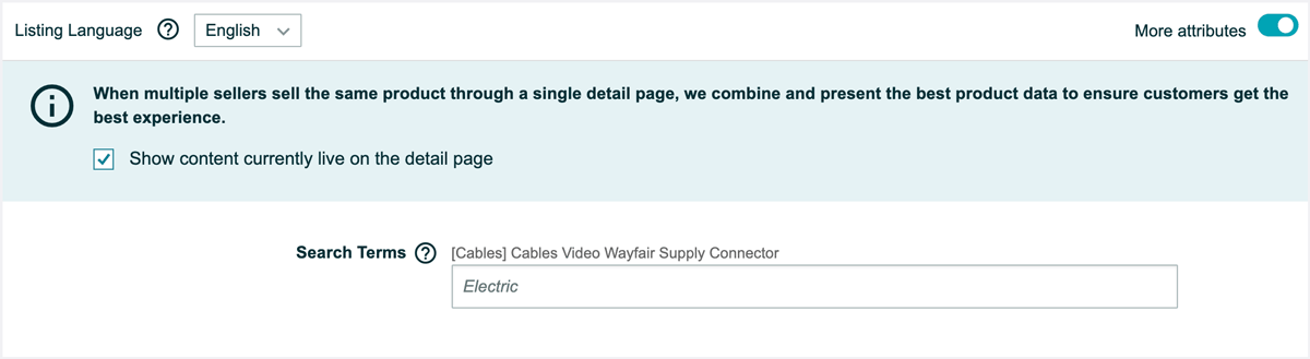 Seller Central search terms field