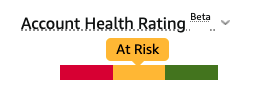 Amazon Account Health Rating bar showing an at risk account