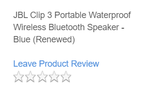 Product review link with stars in FeedbackFive