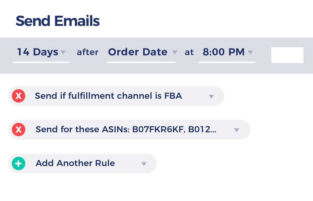 Email campaign rule builder in FeedbackFive