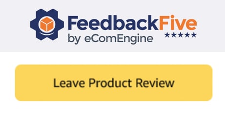 Amazon CTA button with text, "Leave product review"