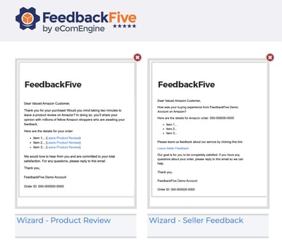 FeedbackFive wizard email templates