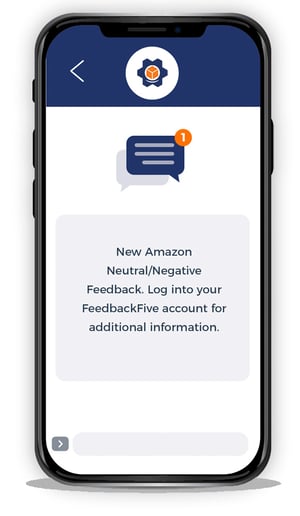 Negative feedback alert from FeedbackFive displayed on a smartphone